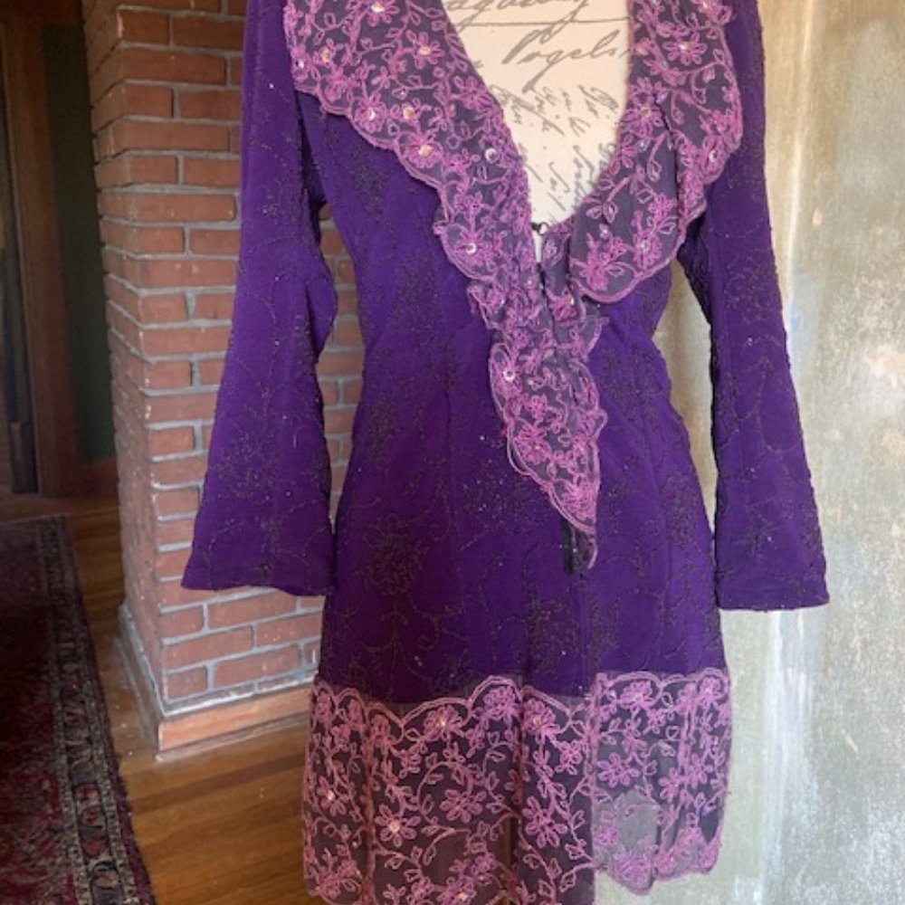 ONE OF A KIND VINTAGE Rhinestone beaded COAT/ sequined/ lace embellished jacket